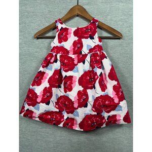Janie and Jack Dress Toddler Girls Red Floral Sleeveless Dress 18-24 Mo